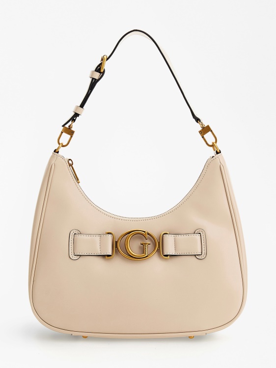 Aviana лого чанта през рамо крем Guess