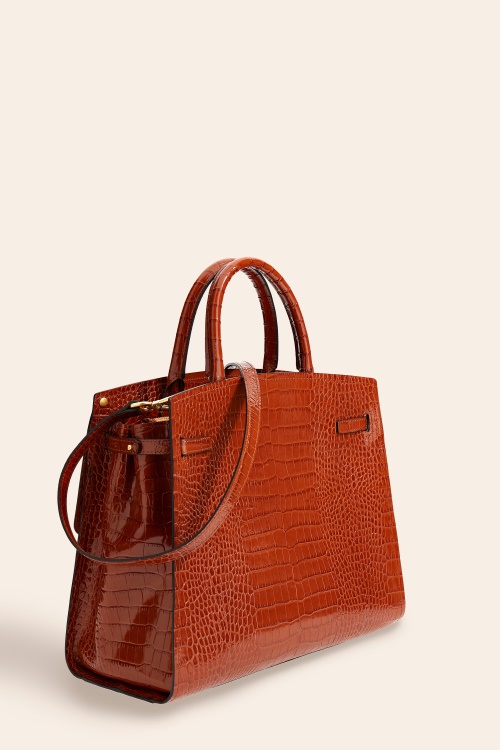 кафява дамска чанта Guess Cristina от истинска кожа