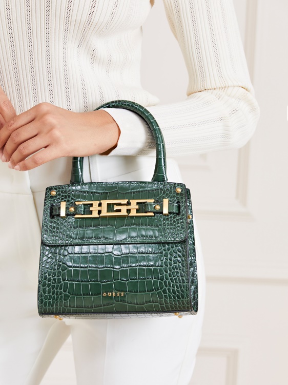 синя мини чанта Guess Cristina от истинска кожа