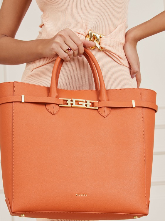 Cristina от истинска кожа Shopper Guess кафяво