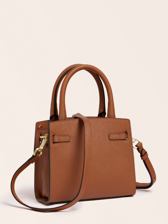 Guess кафява чанта от истинска кожа Cristina
