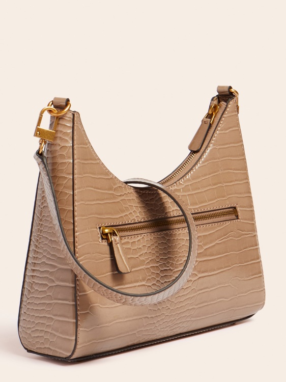 Guess Stephi Croc Print Hobo Cream