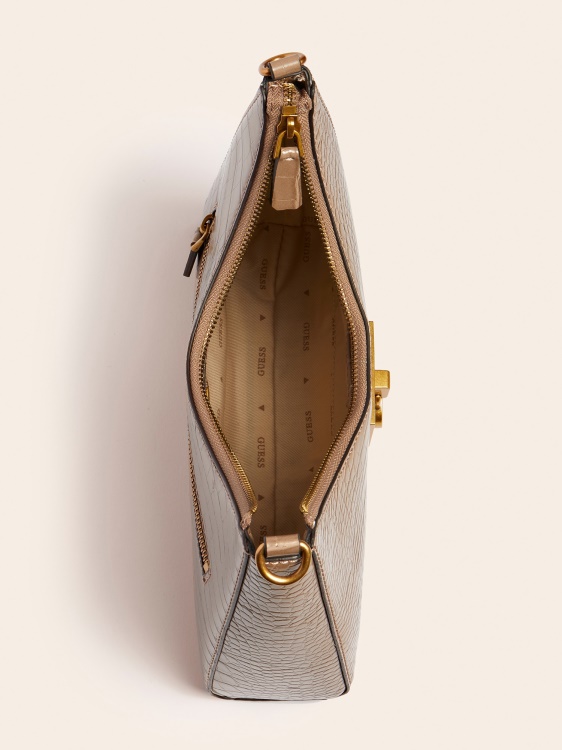 Guess Stephi Croc Print Hobo Cream