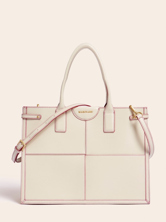 Stilla истинска кожа Shopper бяло предположение
