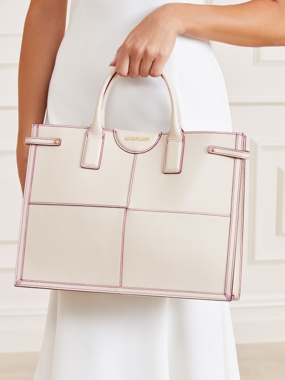 Stilla истинска кожа Shopper бяло предположение