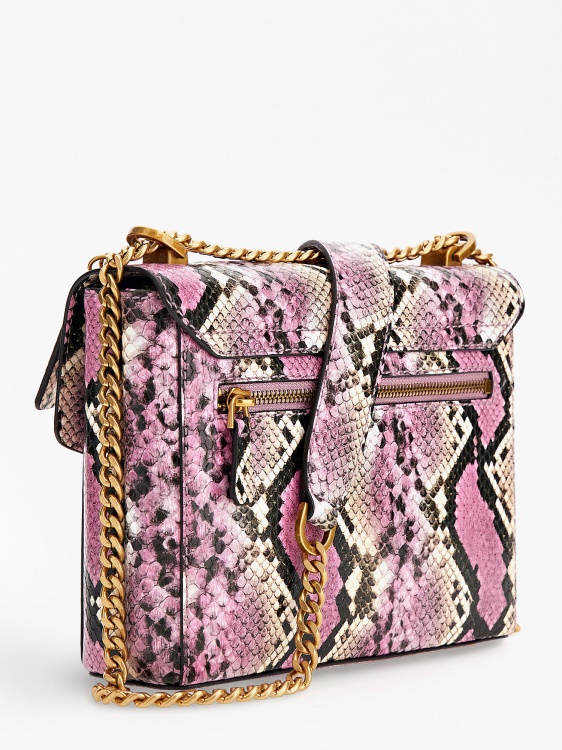 розов Shenny питон-принт мини Crossbody Guess