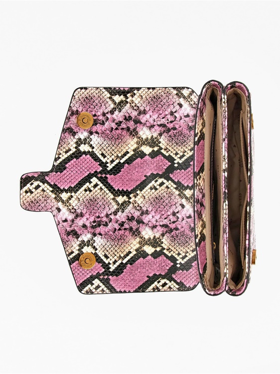 розов Shenny питон-принт мини Crossbody Guess