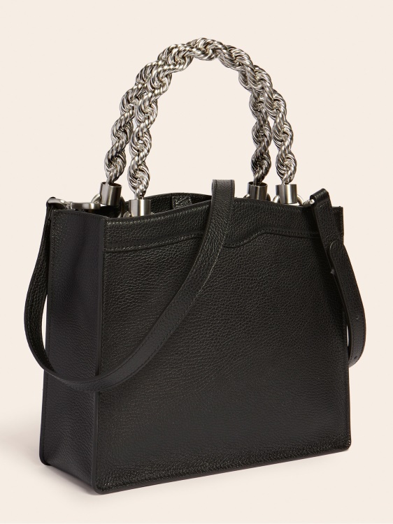 Черна мини чанта Aida от естествена кожа Guess