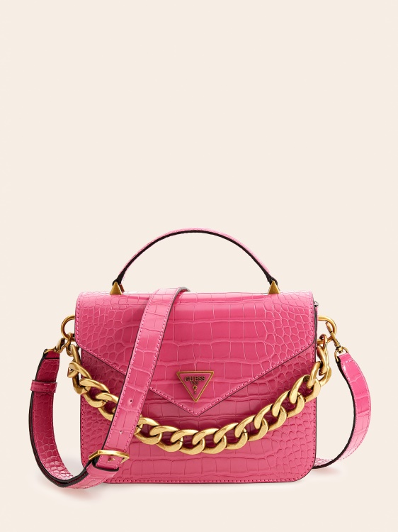 Guess розова мини чанта с щампа крокодил