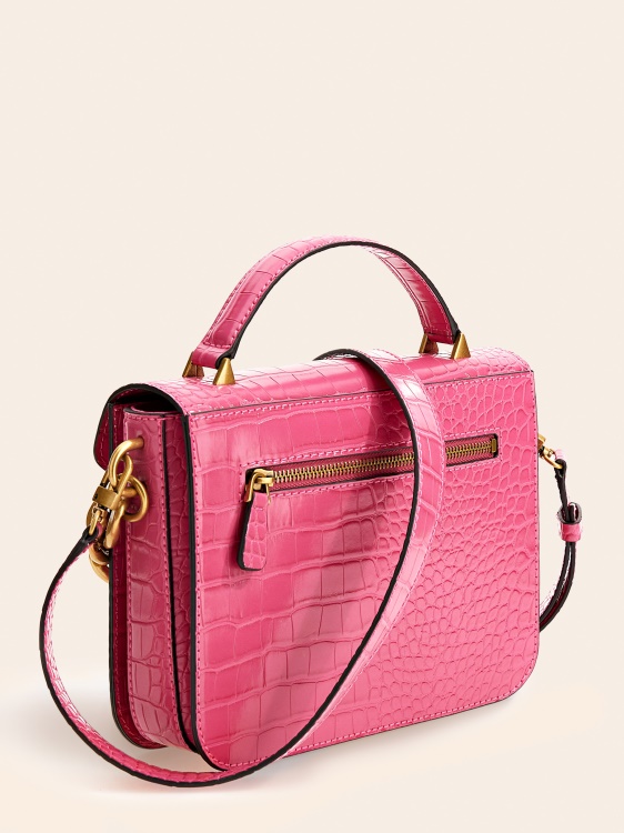 Guess розова мини чанта с щампа крокодил