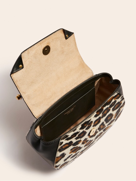мини чанта през рамо от естествена кожа Animalier Guess Alia