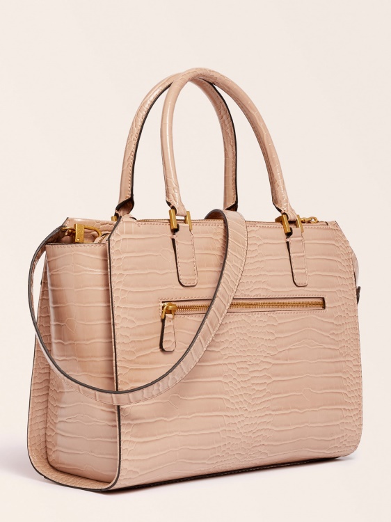 бежова чанта Guess Raffie с крокодил