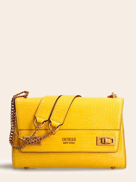 жълто предположение Katey Croc Print Crossbody