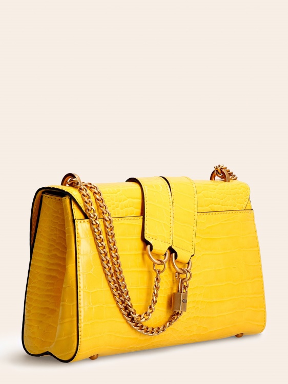 жълто предположение Katey Croc Print Crossbody