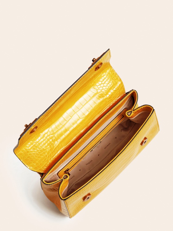 жълто предположение Katey Croc Print Crossbody