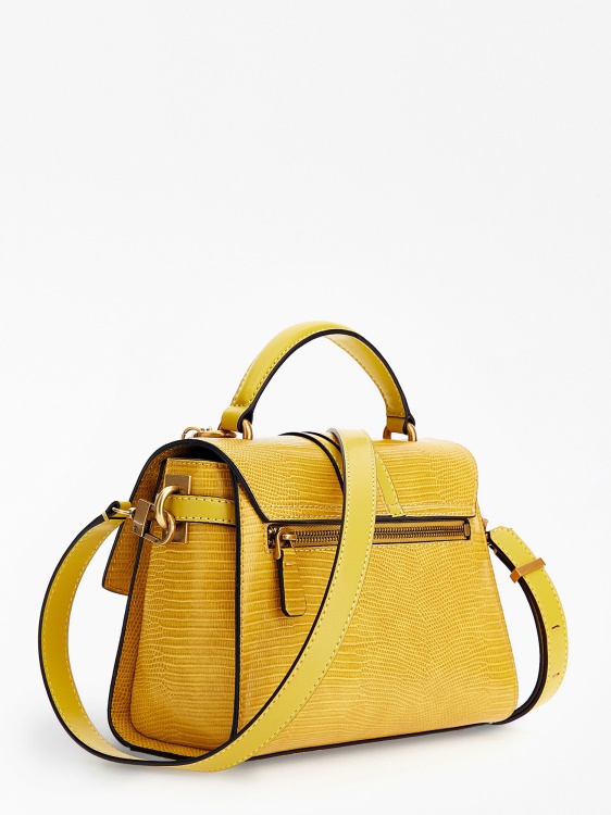 Guess Ginevra мини чанта с принт на питон жълта