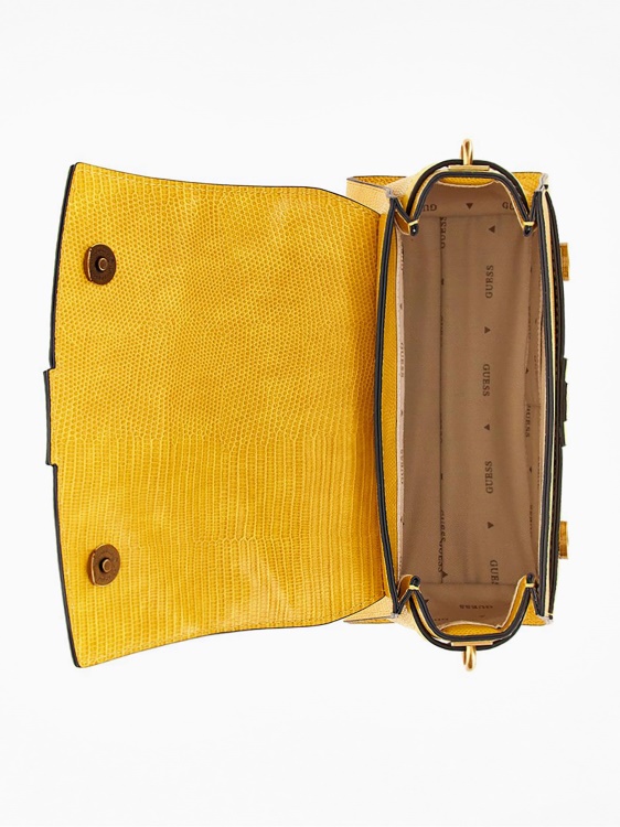 Guess Ginevra мини чанта с принт на питон жълта