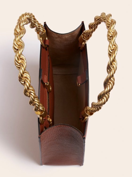 кафява мини чанта от истинска кожа Guess Aida