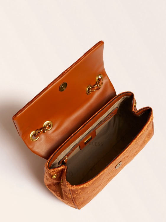 Guess оранжева кадифена чанта за през рамо кими