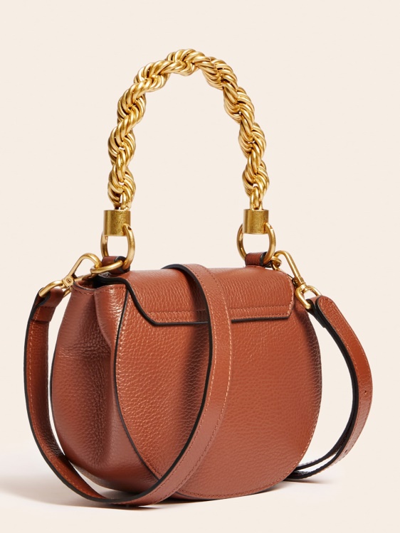 кафява мини чанта от естествена кожа Aida Guess