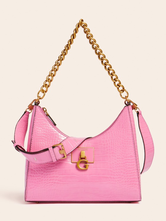 Stephi Croc Print Hobo Guess Pink