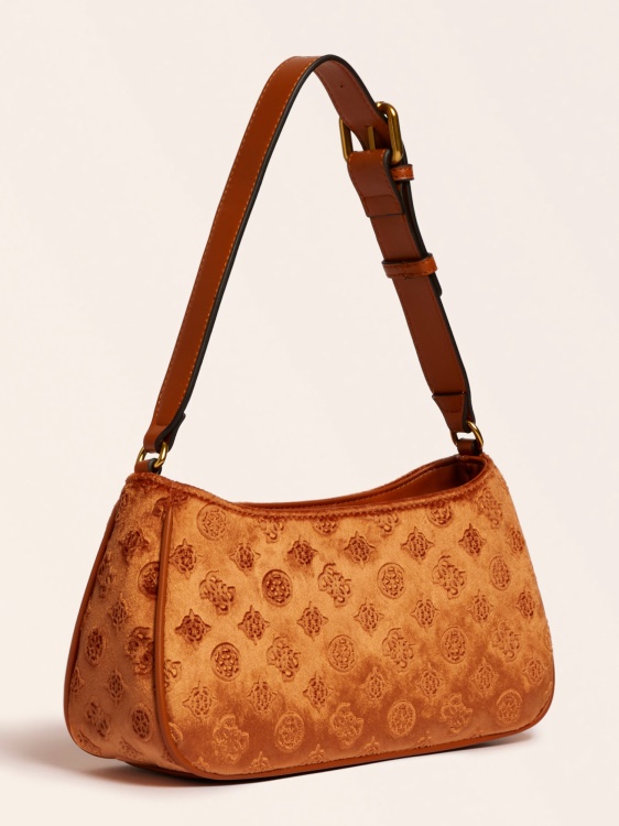 Guess кадифена чанта през рамо кими оранжево