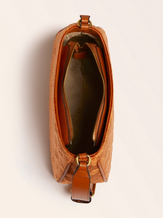 Guess кадифена чанта през рамо кими оранжево