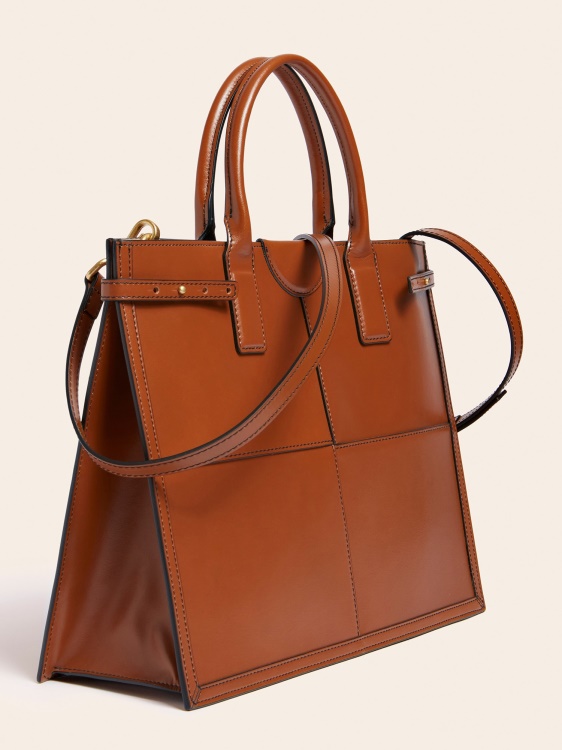 кафяво все още от истинска кожа Shopper Guess