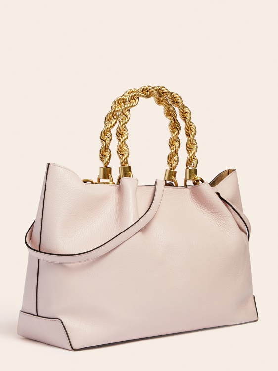 Дамска чанта Aida от естествена кожа Guess розово