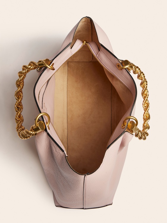 Дамска чанта Aida от естествена кожа Guess розово