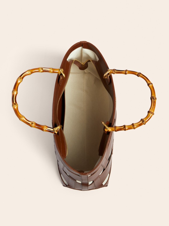 кафява ръчна чанта от естествена кожа Guess Aida