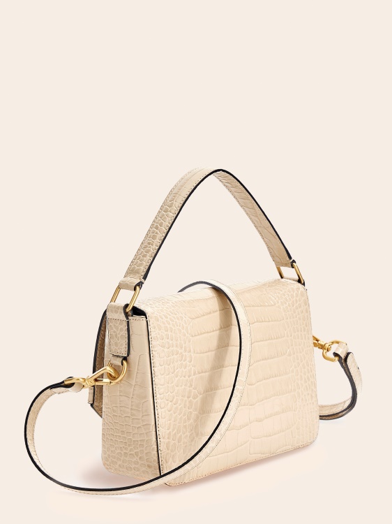 бяла чанта за през рамо от естествена кожа Cristina Guess