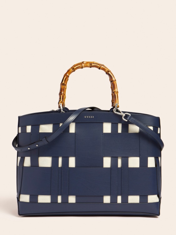 Aida тъкана чанта от естествена кожа Guess Blue