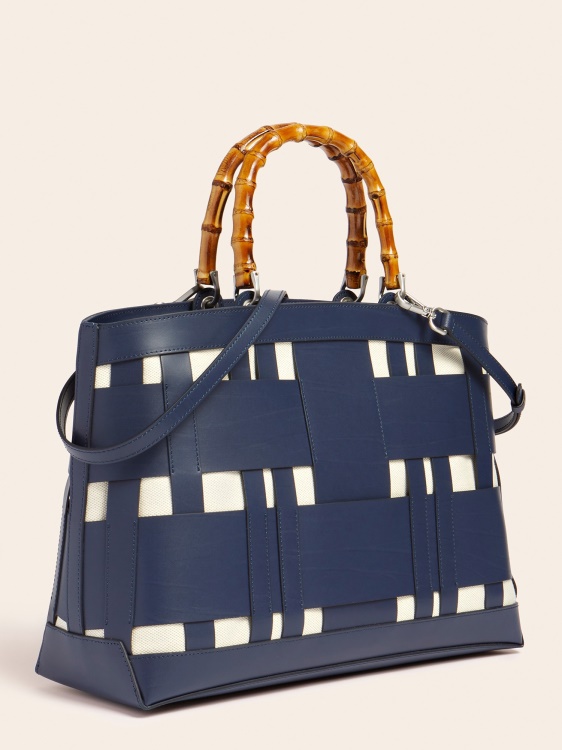 Aida тъкана чанта от естествена кожа Guess Blue