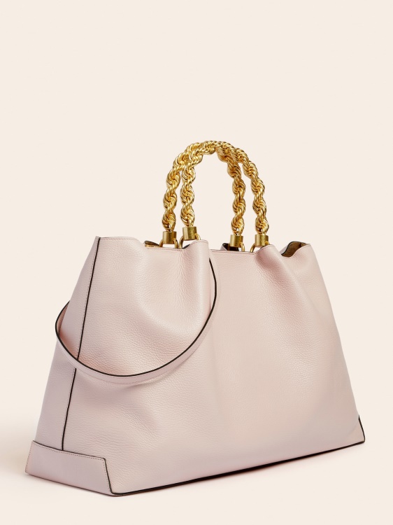 розова чанта от естествена кожа Guess Aida