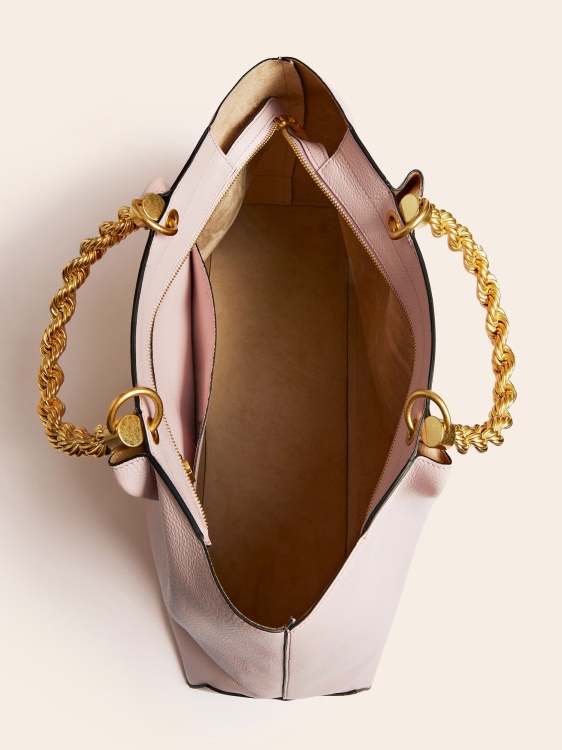 розова чанта от естествена кожа Guess Aida