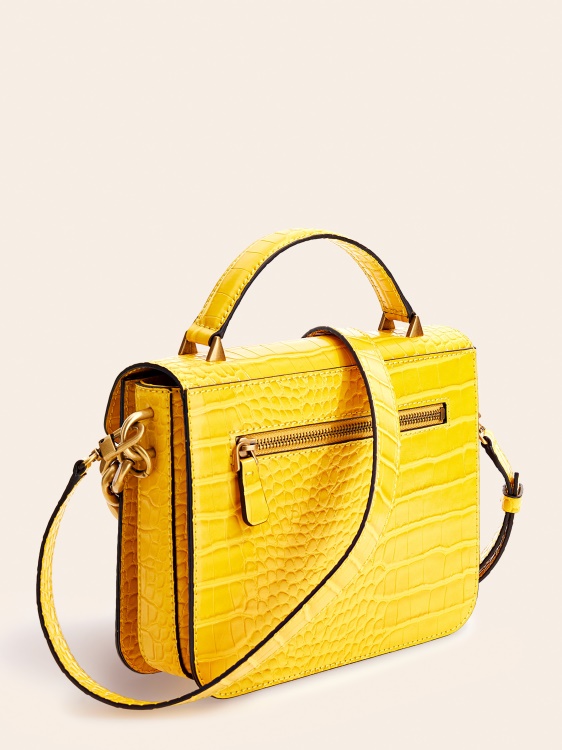 Retour мини чанта с крокодилна щампа жълта предположение