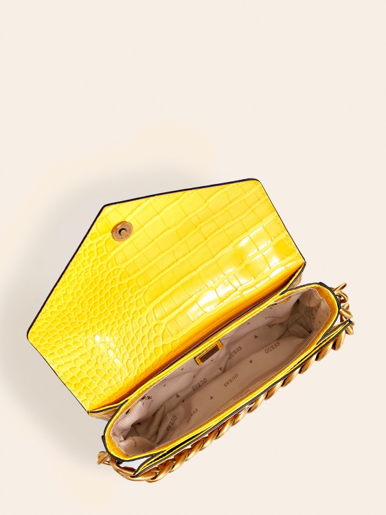 Retour мини чанта с крокодилна щампа жълта предположение