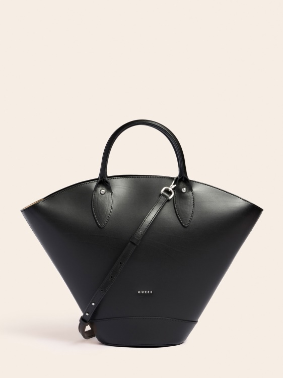 Guess Jary черна чанта от истинска кожа