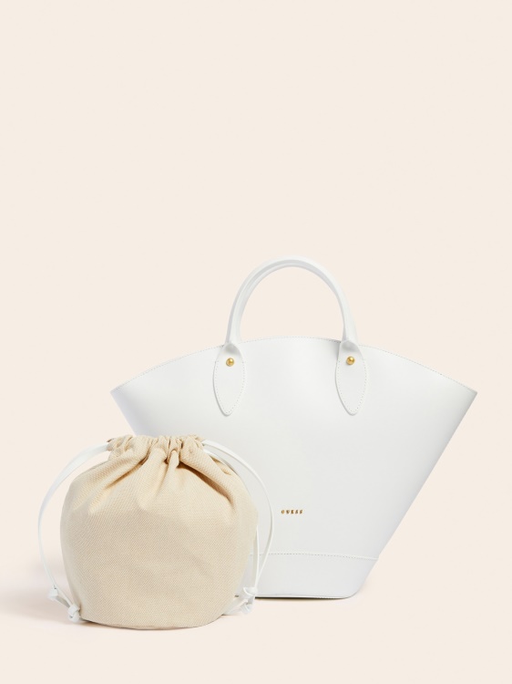 бяла дамска чанта от естествена кожа Jary Guess