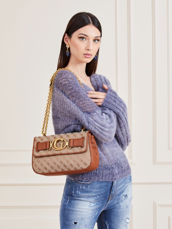 кафява чанта за кръст с лого Aileen 4g Guess