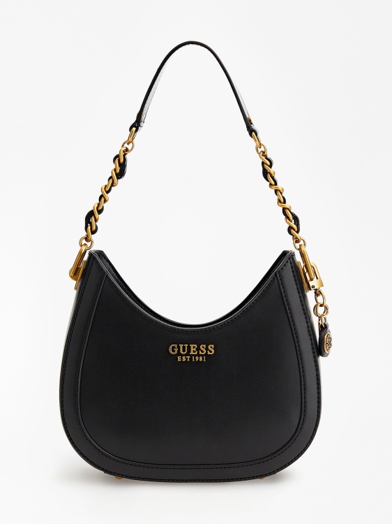 черна чанта Guess Abey мини скитник с дръжка с верига