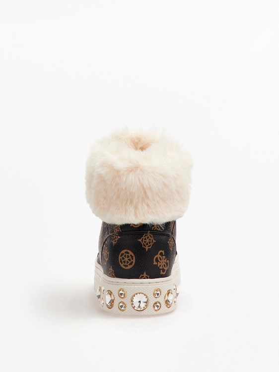 изкуствена кожа, високи маратонки, кафяво, Guess