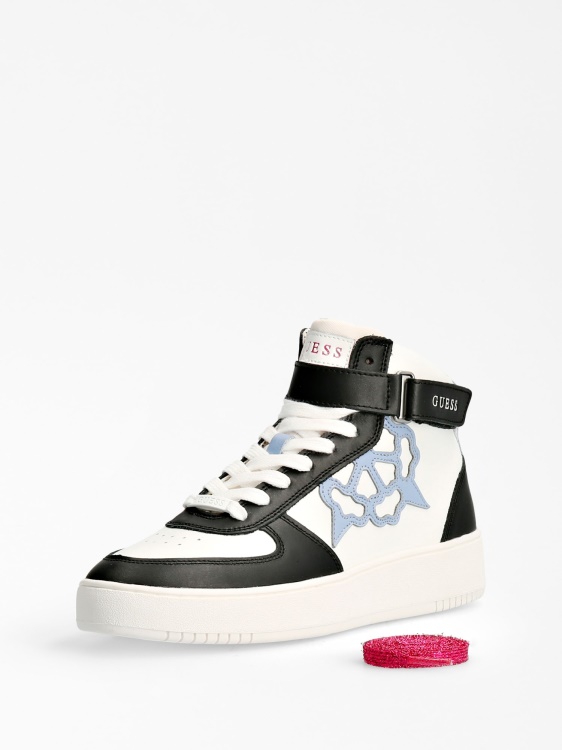 Guess бели високи маратонки от естествена кожа Multi Sidny