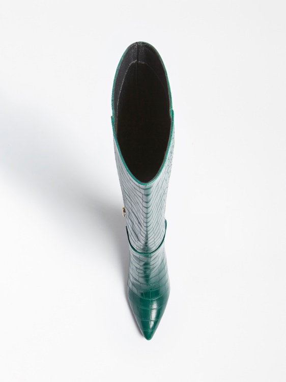 Guess светлозелени високи ботуши с щампа на крокодил