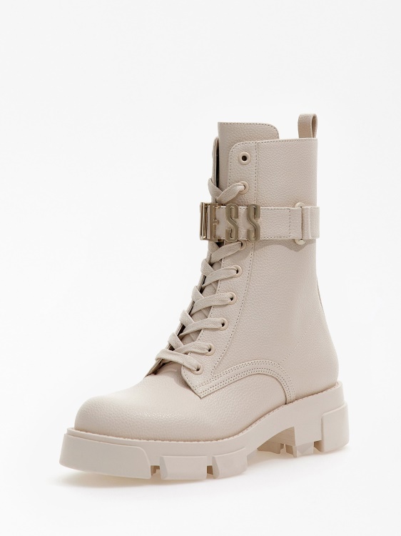 бели бойни ботуши с лого с много надписи Madox Guess