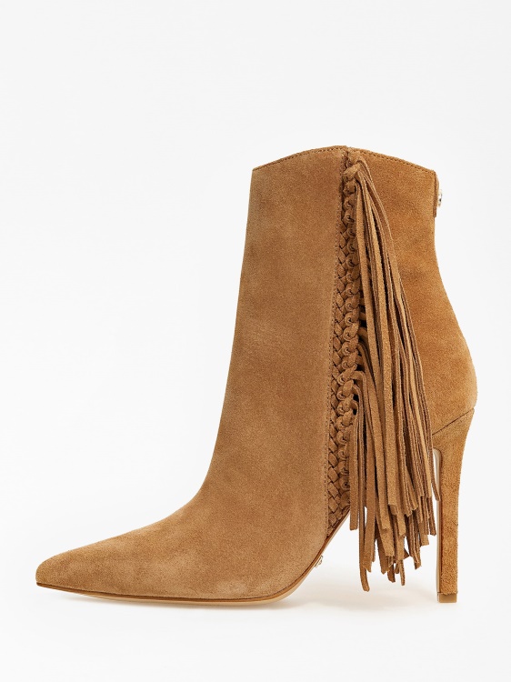 велурена ботуша Guess кафяво