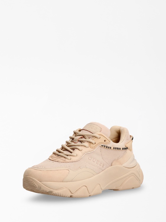 светло розови маратонки от смесена кожа Guess Micola