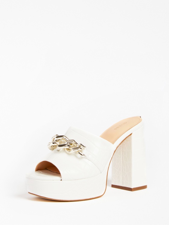 Guess White Xanthe Croc-print Clog