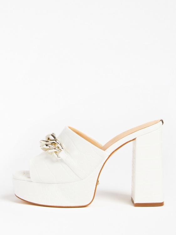 Guess White Xanthe Croc-print Clog